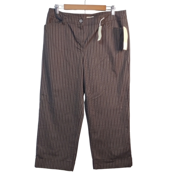 Jones New York Pants - Jones New York Sport Petite Brown Striped  Wide Leg Pants Size 14P NWT